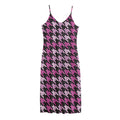 Pink Houndstooth Pattern Print Jersey Midi Cami Dress