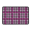 Pink Houndstooth Pattern Print Kitchen Mat