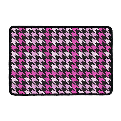 Pink Houndstooth Pattern Print Kitchen Mat