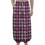 Pink Houndstooth Pattern Print Lantern Pants