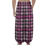 Pink Houndstooth Pattern Print Lantern Pants