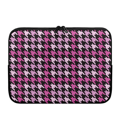 Pink Houndstooth Pattern Print Laptop Sleeve