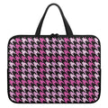 Pink Houndstooth Pattern Print Laptop Sleeve With Handle