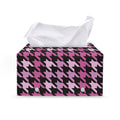 Pink Houndstooth Pattern Print Leather Tissue Box Cover