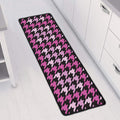 Pink Houndstooth Pattern Print Long Kitchen Mat