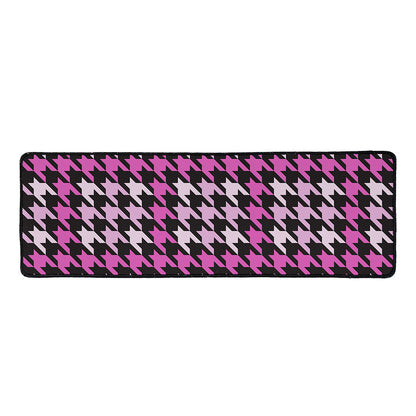Pink Houndstooth Pattern Print Long Kitchen Mat