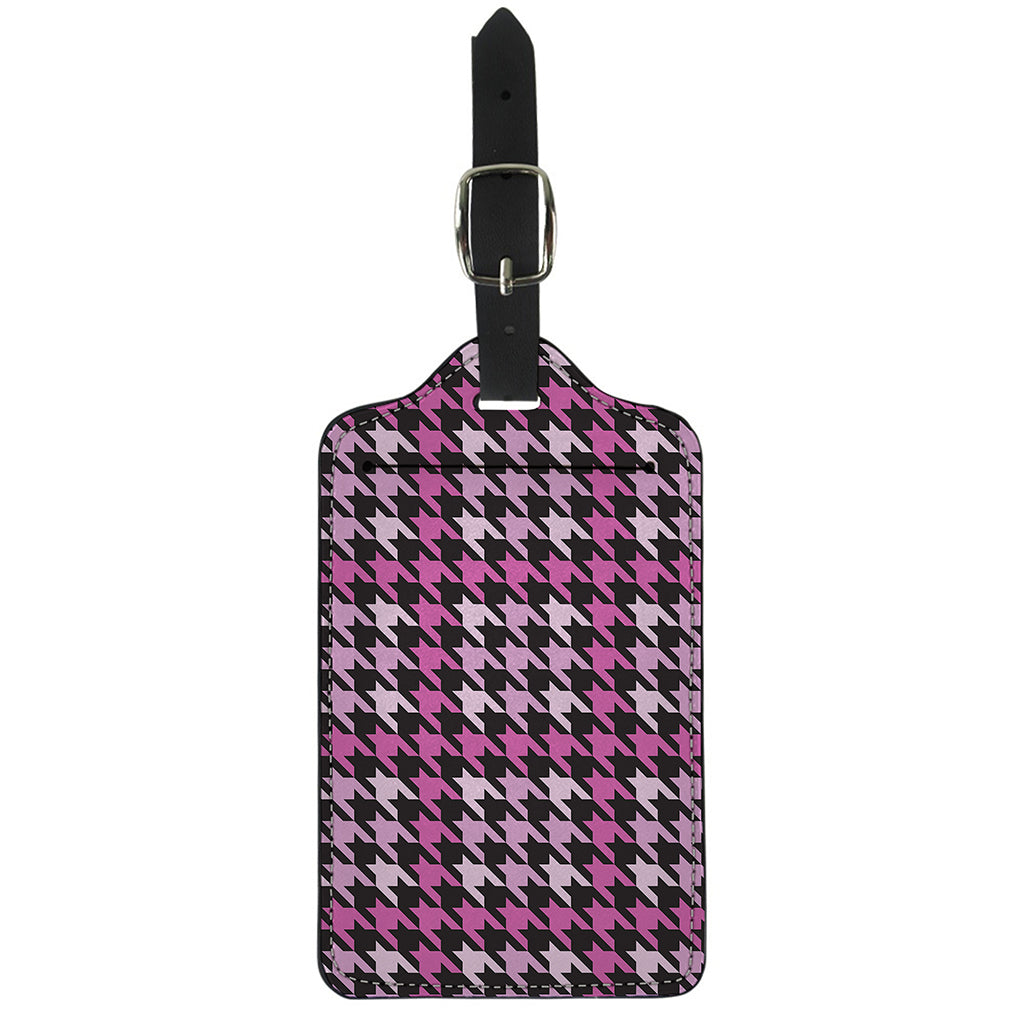 Pink Houndstooth Pattern Print Luggage Tag