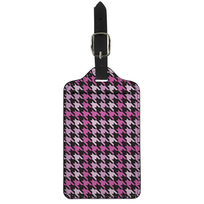 Pink Houndstooth Pattern Print Luggage Tag
