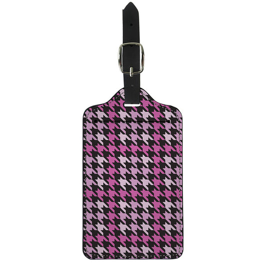Pink Houndstooth Pattern Print Luggage Tag