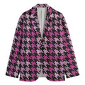 Pink Houndstooth Pattern Print Men's Blazer