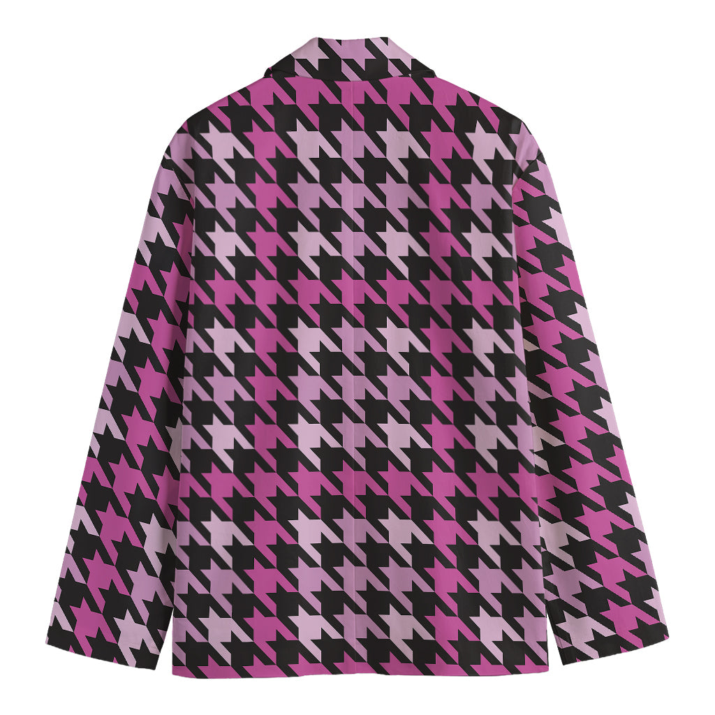 Pink Houndstooth Pattern Print Men's Blazer