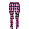 Pink Houndstooth Pattern Print Men's Leggings