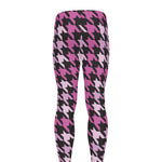 Pink Houndstooth Pattern Print Men's leggings