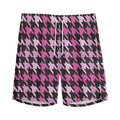 Pink Houndstooth Pattern Print Men's Athletic Shorts