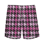 Pink Houndstooth Pattern Print Men's Sports Shorts