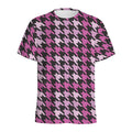 Pink Houndstooth Pattern Print Men's Athletic T-Shirt