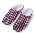 Pink Houndstooth Pattern Print Mesh Casual Shoes