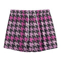 Pink Houndstooth Pattern Print Mesh Shorts