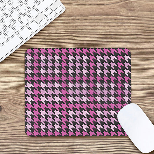 Pink Houndstooth Pattern Print Mouse Pad