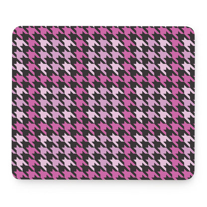 Pink Houndstooth Pattern Print Mouse Pad