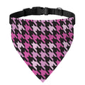 Pink Houndstooth Pattern Print Over The Collar Dog Bandana