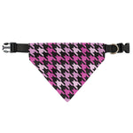 Pink Houndstooth Pattern Print Over The Collar Dog Bandana