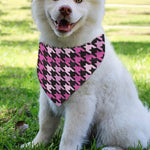 Pink Houndstooth Pattern Print Over The Collar Dog Bandana