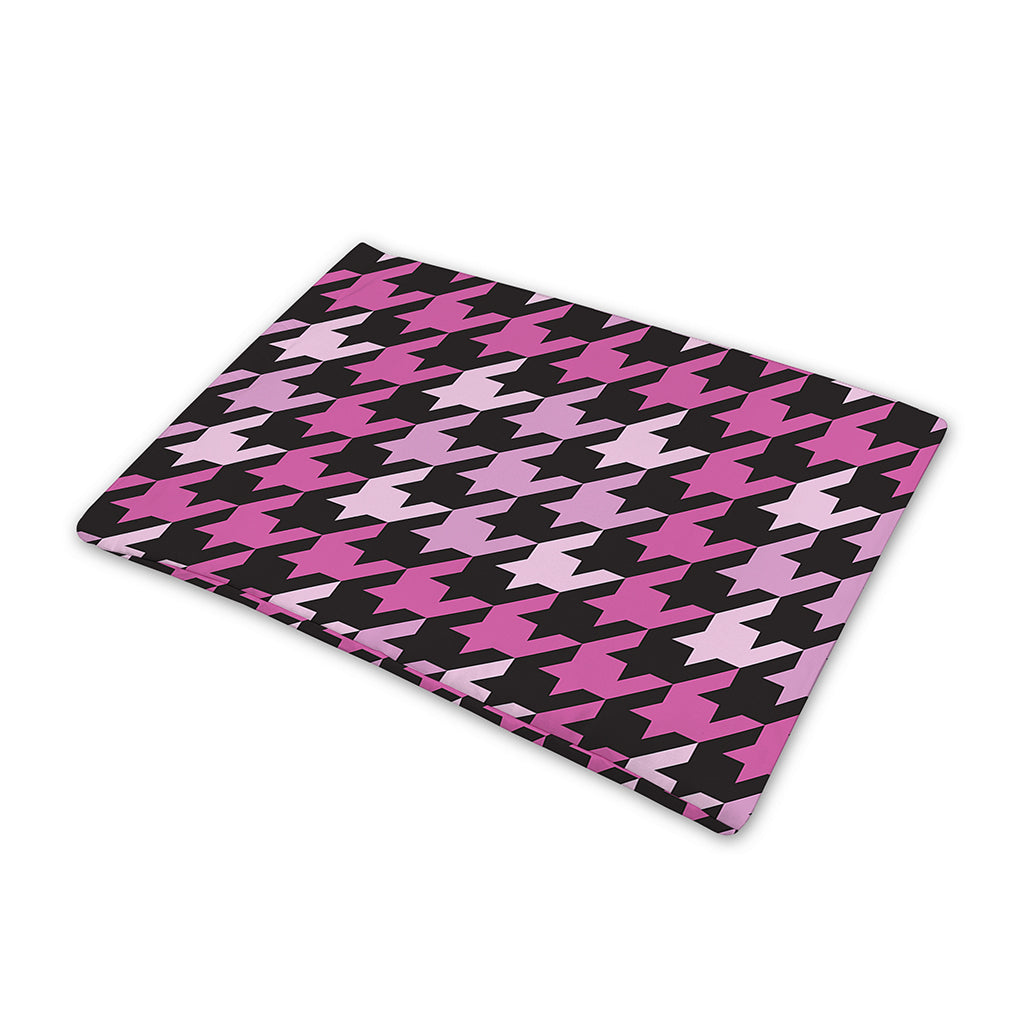 Pink Houndstooth Pattern Print Pet Cooling Mat Cover