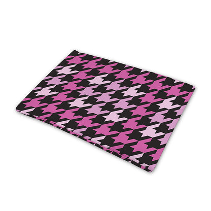 Pink Houndstooth Pattern Print Pet Cooling Mat Cover