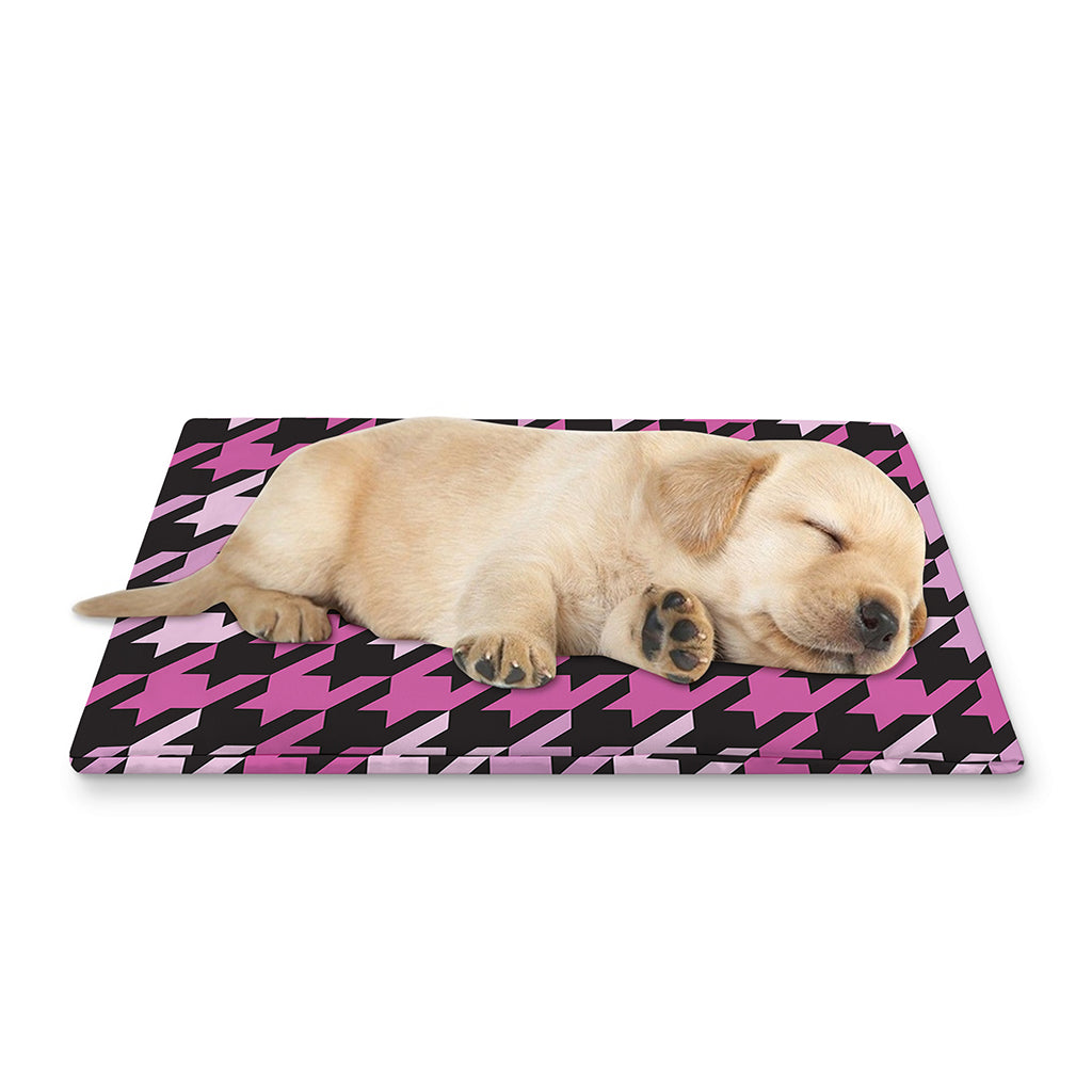 Pink Houndstooth Pattern Print Pet Cooling Mat Cover