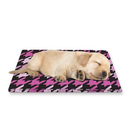 Pink Houndstooth Pattern Print Pet Cooling Mat Cover