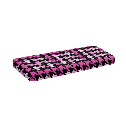Pink Houndstooth Pattern Print Piano Keyboard Cover