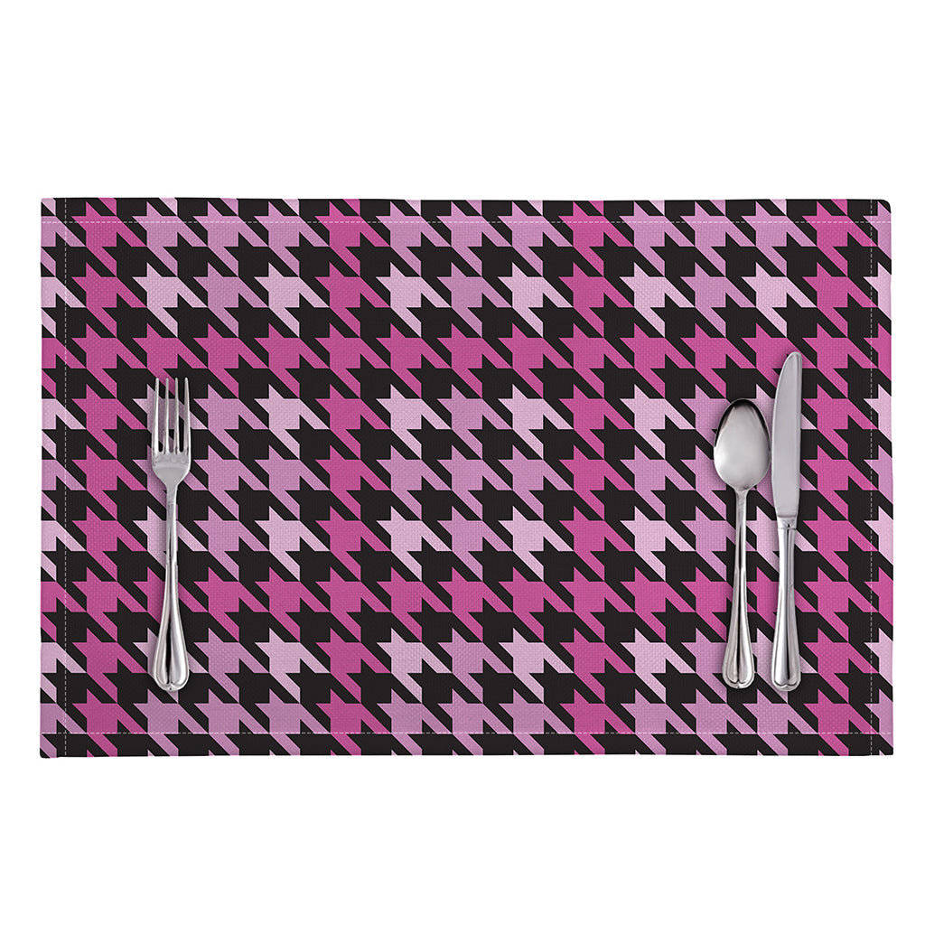 Pink Houndstooth Pattern Print Placemat