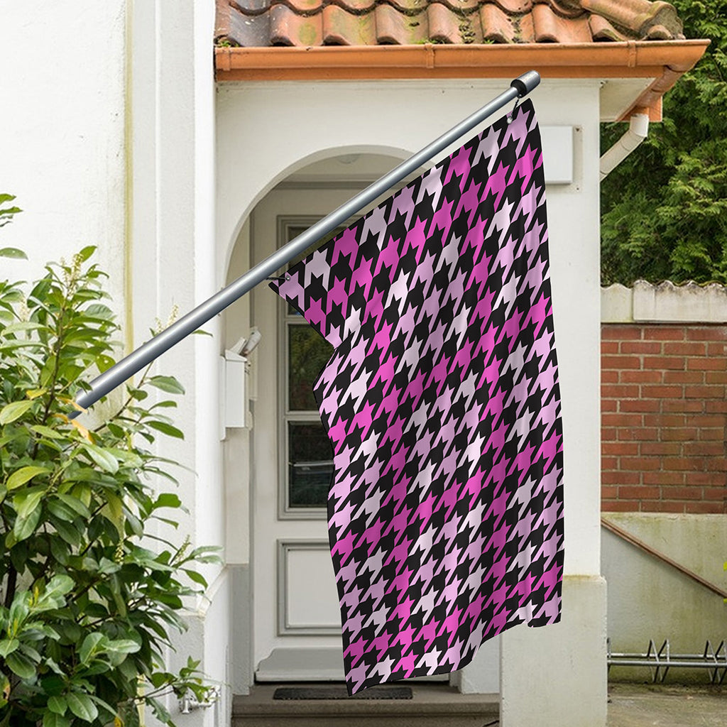 Pink Houndstooth Pattern Print Polyester Flag