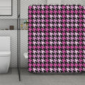 Pink Houndstooth Pattern Print Polyester Shower Curtain