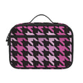 Pink Houndstooth Pattern Print Portable Lunch Bag