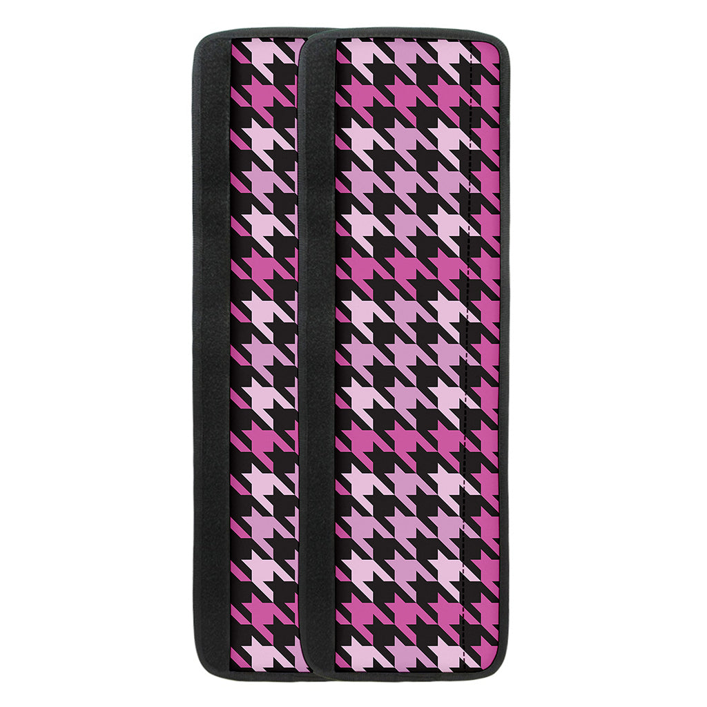 Pink Houndstooth Pattern Print Refrigerator Handle Covers
