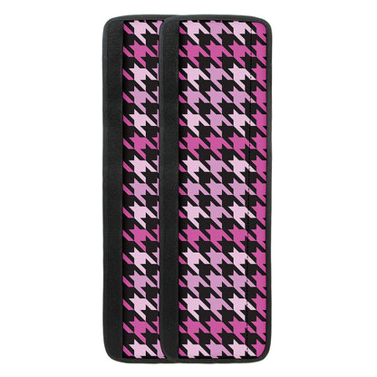 Pink Houndstooth Pattern Print Refrigerator Handle Covers
