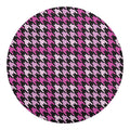 Pink Houndstooth Pattern Print Round Blanket