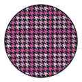 Pink Houndstooth Pattern Print Round Floor Mat