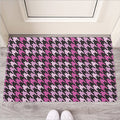 Pink Houndstooth Pattern Print Rubber Doormat