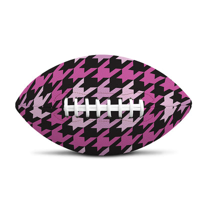 Pink Houndstooth Pattern Print Rugby Ball