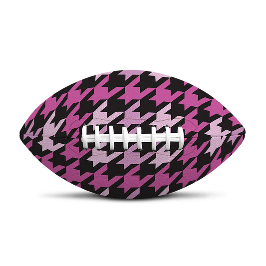 Pink Houndstooth Pattern Print Rugby Ball