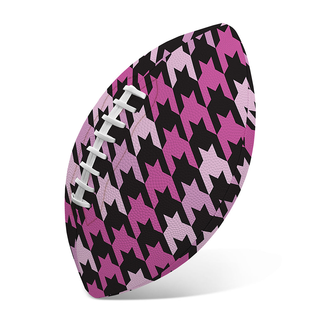 Pink Houndstooth Pattern Print Rugby Ball