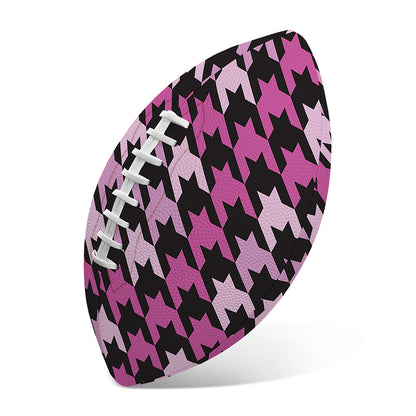 Pink Houndstooth Pattern Print Rugby Ball