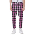 Pink Houndstooth Pattern Print Joggers