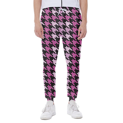 Pink Houndstooth Pattern Print Scuba Joggers