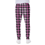 Pink Houndstooth Pattern Print Scuba Joggers