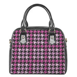 Pink Houndstooth Pattern Print Shoulder Handbag
