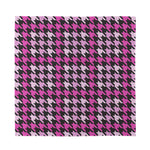 Pink Houndstooth Pattern Print Silk Bandana